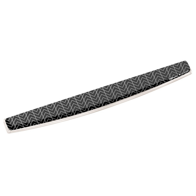 FELLOWES INC. 9550001 Fellowes Photo Gel Keyboard Wrist Rest With Microban,  .75in H x 18.56in W x 2.31in  D, Chevron Pattern, Black/White, 1 Each