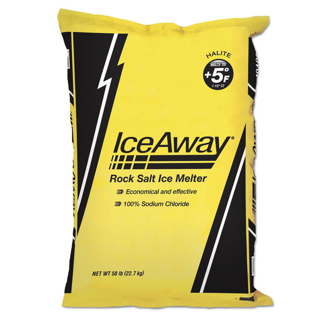 COMPASS MINERALS GROUP Ice-A-Way® ROCK Rock Salt, 50 lb Bag, 49/Pallet