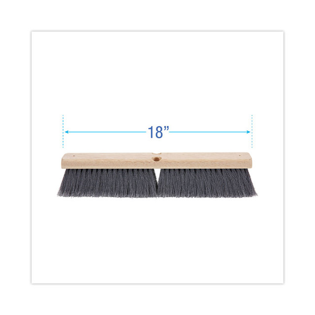 BOARDWALK 20418 Floor Brush Head, 3" Gray Flagged Polypropylene Bristles, 18" Brush