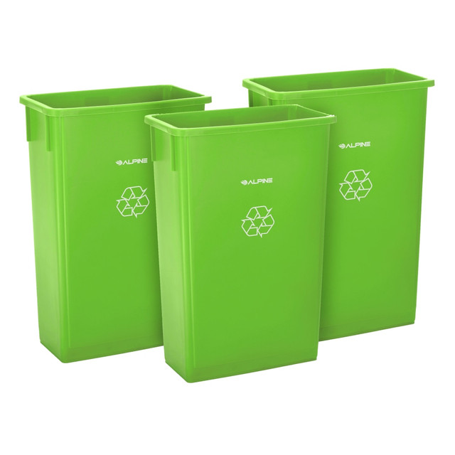 ADIR CORP. ALP477-LGRN-3 Alpine Rectangular Polypropylene Slim Trash Cans, 23 Gallons, Lime Green, Set Of 3 Cans ADIR CORP. ALP477-LGRN-3 Alpine Rectangular Polypropylene Slim Trash Cans, 23 Gallons, Lime Green, Set Of 3 Cans