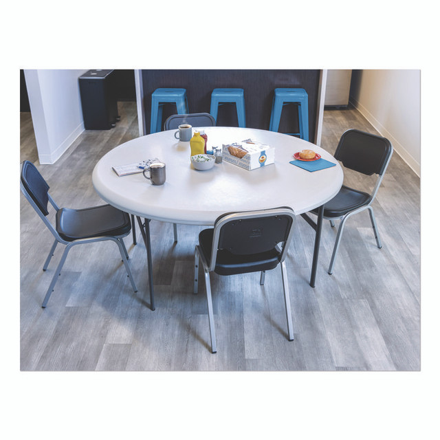 ICEBERG ENTERPRISES 64111 Rough n Ready Stack Chair, Supports Up to 500 lb, 17.5" Seat Height, Black Seat, Black Back, Silver Base, 4/Carton