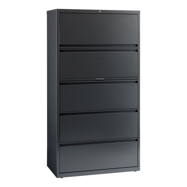 OFFICE DEPOT 21150 WorkPro 36inW x 18-5/8inD Lateral 5-Drawer File Cabinet, Charcoal