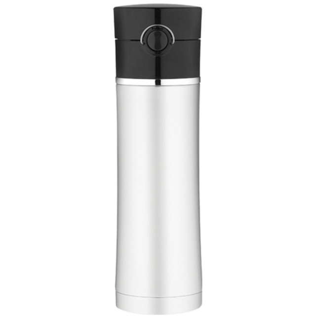 KING-SEELEY THERMOS/THERMOS Thermos NS402BK4  Sipp Vacuum-Insulated Drink Bottle With Lid, 16 Oz, Black/Silver