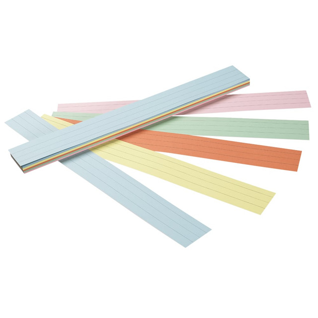 PACON CORPORATION 5165 Pacon Kaleidoscope Tag Sentence Strips, 3in x 24in, 1 1/2in Ruled, Assorted Soft Colors, Pack Of 100