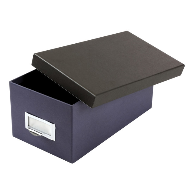 TOPS BRANDS 406462 Oxford Index Card Storage Box, 4in x 6in, Indigo/Black