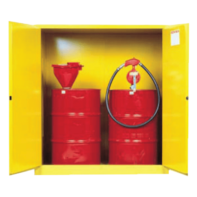 R3 SAFETY LLC R3 Safety 899100 Vertical Drum Safety Cabinets, Manual-Closing, (2) 55 Gallon Drum, w/Support