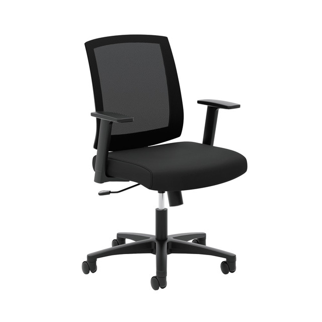 HNI CORPORATION HON Basyx VL511LH10  Torch Task Chairs, Mesh Back, Fixed Arms, Black Seat, Fabric