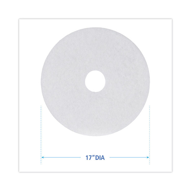 BOARDWALK 4017 WHI Polishing Floor Pads, 17" Diameter, White, 5/Carton