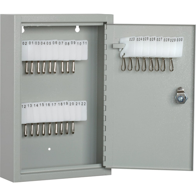 NATIONAL INDUSTRIES FOR THE BLIND 1328973 SKILCRAFT Key Cabinet - 17.3in x 14in x 3.3in - Hinged Door(s) - Cylinder Lock, Scratch Resistant, Corrosion Resistant - Gray - Baked Enamel - Steel - Recycled