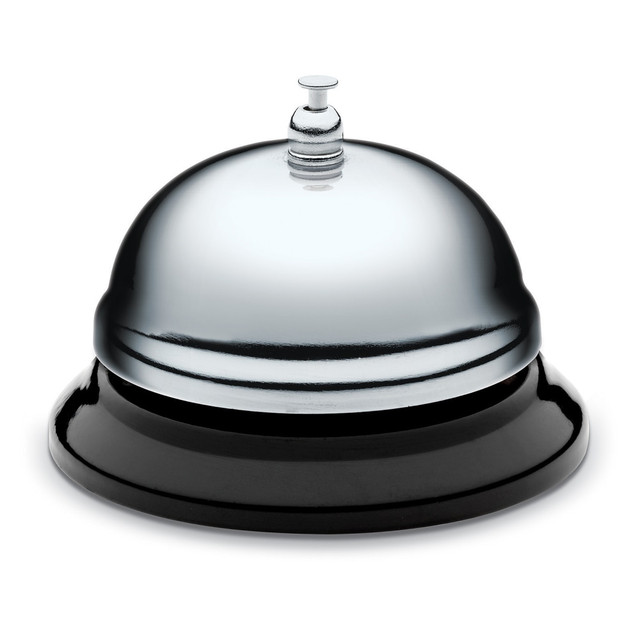 Made with polished, nickel-plated steel and a black-finished base  Clear ring gets your attention fast.