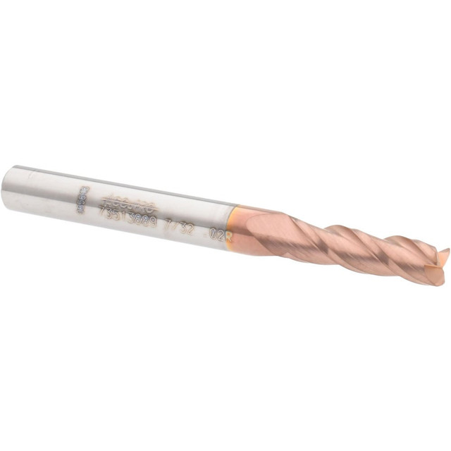 Accupro 12176647 Corner Radius End Mill: 0.2188" Dia, 3/4" LOC, 0.02" Radius, 3 Flutes, Solid Carbide