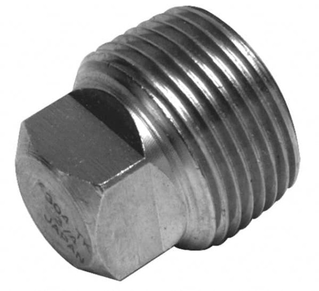 Merit Brass 3617DA-02 Pipe Square Head Plug: 1/8" Fitting, 316 & 316L Stainless Steel