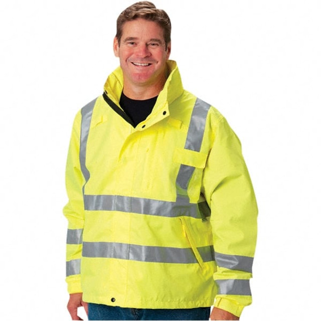 PIP 353-2000-LY/3X Rain Jacket: Size 3X-Large, High-Visibility Yellow, Polyester