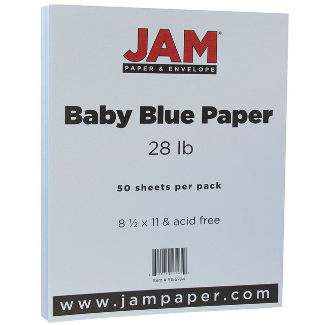 IMSI SOFTWARE PUBLISHING 5155794 JAM Paper Color Multi-Use Printer & Copy Paper, Baby Blue, Letter (8.5in x 11in), 50 Sheets Per Pack, 28 Lb