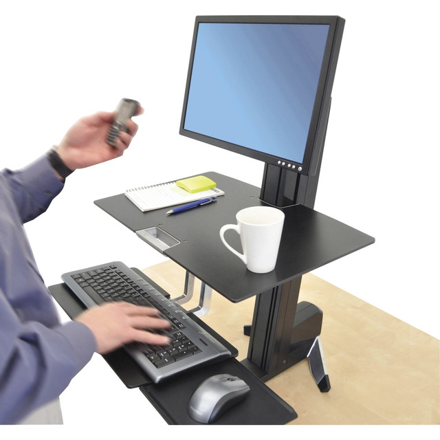 ERGOTRON 33-351-200  WorkFit-S Sit-To-Stand Workstation, Single HD, Black