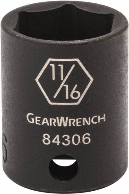 GEARWRENCH 84308N Impact Socket: 3/8" Drive, 13/16" Socket, Hex Drive