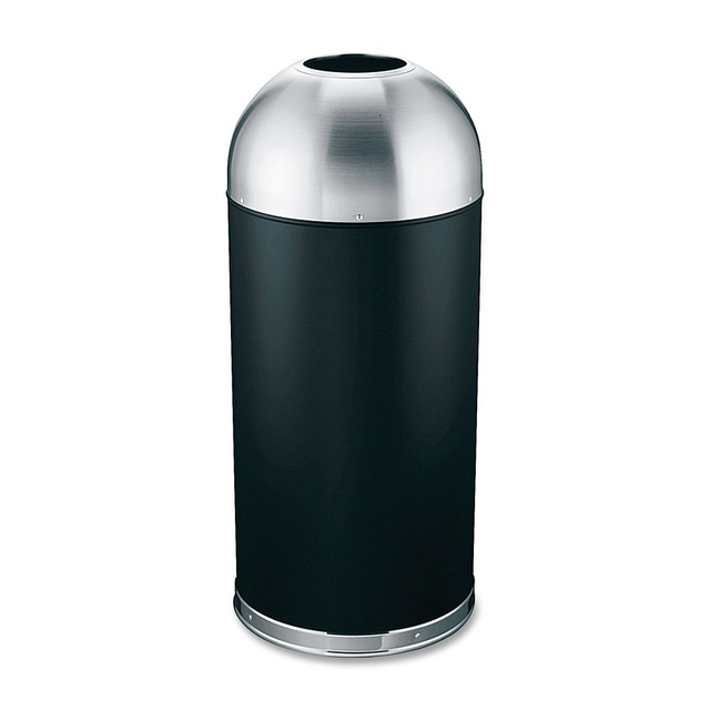 GENUINE JOE 58896 15-Gallon Dome-Top Trash Receptacle, Black/Silver GENUINE JOE 58896 15-Gallon Dome-Top Trash Receptacle, Black/Silver