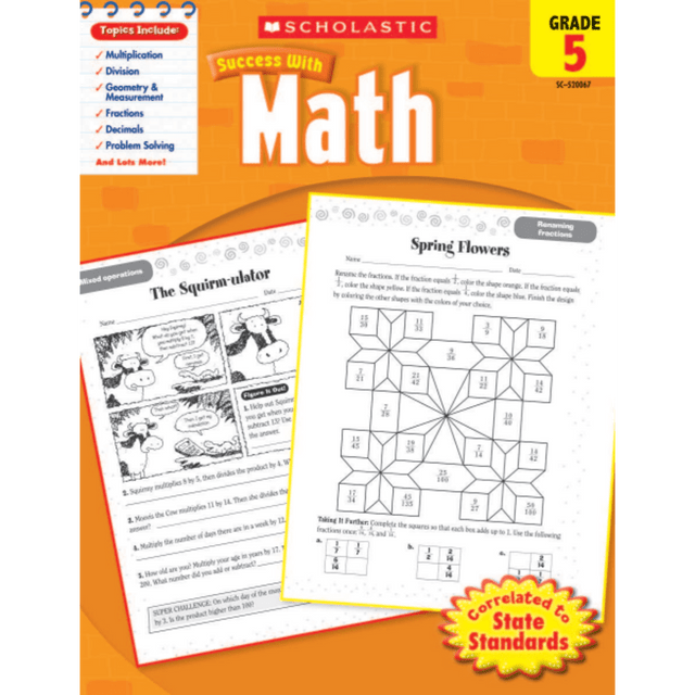 SCHOLASTIC INC Scholastic 9780545200677  Success With: Math Workbook, Grade 5