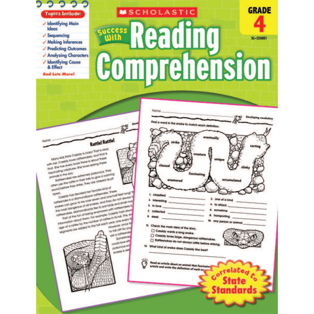SCHOLASTIC INC Scholastic 9780545200813  Success With: Reading Comprehension Workbook, Grade 4
