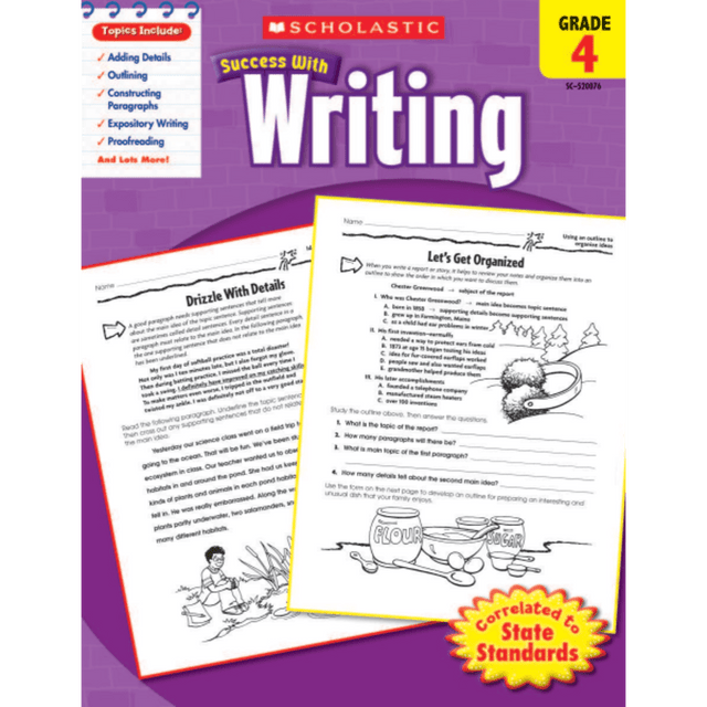 SCHOLASTIC INC Scholastic 9780545200769  Success With: Writing Workbook, Grade 4