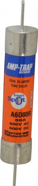 Ferraz Shawmut A6D80R Cylindrical Time Delay Fuse: RK1, 80 A, 34 mm Dia