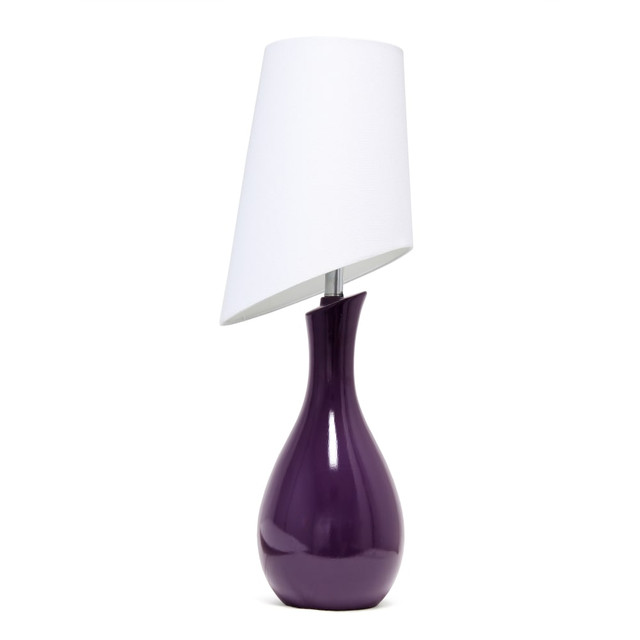 ALL THE RAGES INC Elegant Designs LT1040-PRP  Curved Ceramic Table Lamp with Asymmetrical Shade, 28.5inH, Purple/White
