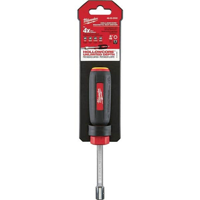 Milwaukee Tool 48-22-2522 Nut Driver: 5/16" Drive, Hollow Shaft, Comfort Hand Grip Handle, 7" OAL