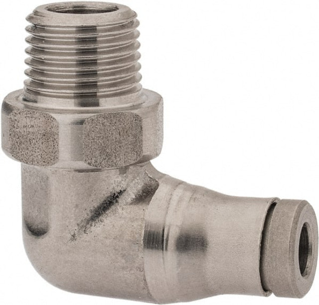 Legris 3889 04 10 Push-To-Connect Tube to Male & Tube to Male BSPT Tube Fitting: Male Elbow, 1/8" Thread