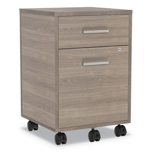 LINEA ITALIA UR610NW Urban Mobile File Pedestal, Left or Right, 2-Drawers: Box/File, Legal/A4, Natural Walnut, 16" x 15.25" x 23.75"
