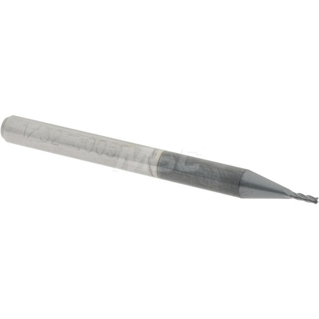 Accupro 12176880 Corner Radius End Mill: 0.0313" Dia, 3/32" LOC, 0.005" Radius, 4 Flutes, Solid Carbide