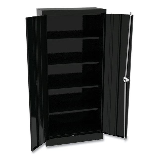 ALERA CM6615BK Space Saver Storage Cabinet, Four Fixed Shelves, 30w x 15d x 66h, Black