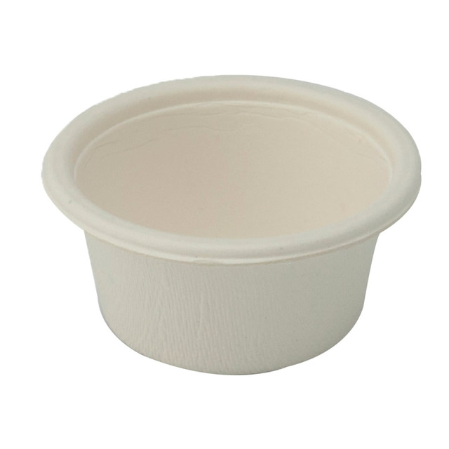 Sustainably made and commercially compostable coffee cups are an Earth-friendly way to offer customers a warm beverage while they wait or visit your business.  Has the same look and feel of traditional coffee cups without the petrochemicals.  Ideal for coffees, hot chocolates, and other hot beverages.  Sustainably made from wood fibers and lined with PLA, a plant-based alternative that eliminates the need for petroleum-based plastics.  2 oz. cups are great for samples and sauces.  Eco-conscious choice - has one or more meaningful eco-attributes or eco-labels.  Conforms to ASTM D6400 standards. For detailed information see www.astm.org.  BPI Certified Compostable - certified by the Biodegradable Products Institute (BPI) to be compostable in commercial compost facilities (where facilities exist).  Product Content Contains Compostable Material - made from materials that can quickly break down in commercial composting facilities (where facilities exist), to help reduce waste while creating usable organic matter.