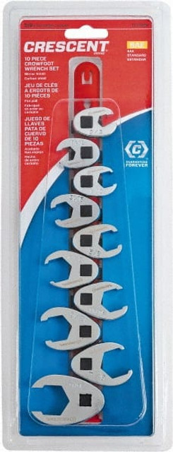 Crescent CCFWS1N Crowfoot Wrench Set: 10 Pc, 10 mm 11 mm 12 mm 13 mm 14 mm 15 mm 17 mm 18 mm 19 mm & 9 mm Wrench, Metric