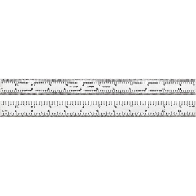 Starrett 51336 Steel Rule: 12" OAL, 3R Graduation, Flexible, 1" OAW