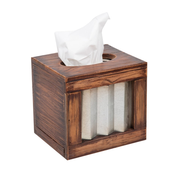 EMS MIND READER LLC Mind Reader BWTISBOX-BRN  Rustic Tissue Holder, Small Size, Brown