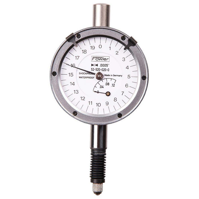 Fowler 52-520-020 Dial Drop Indicator: 0.125" Range, 0-20-0 Dial Reading, 0.0005" Graduation