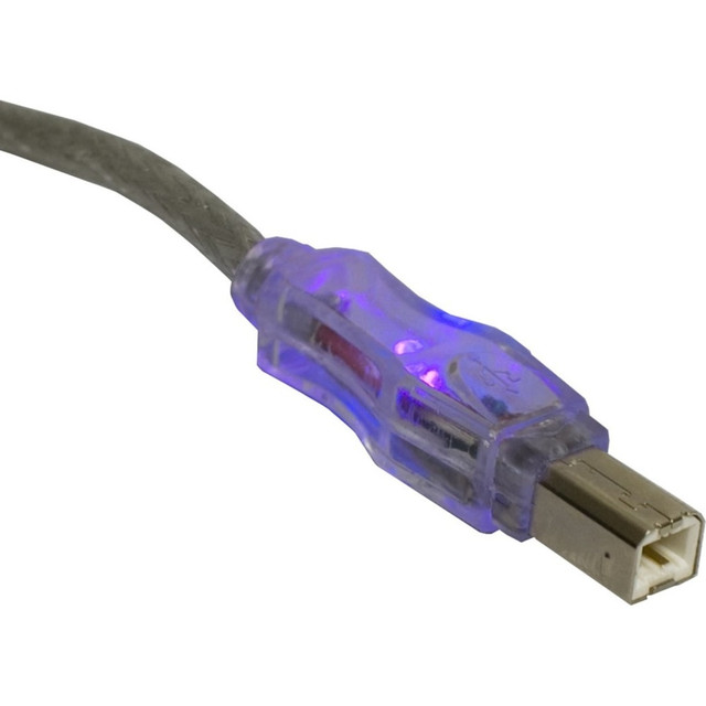 QVS, INC. CC2209C-06PRL QVS USB 2.0 480Mbps Type A Male to B Male Translucent Cable with LEDs - 6 ft USB Data Transfer Cable for Printer, Scanner, Storage Drive - First End: 1 x USB Type A - Male - Second End: 1 x USB Type B - Male - Shielding - Purp