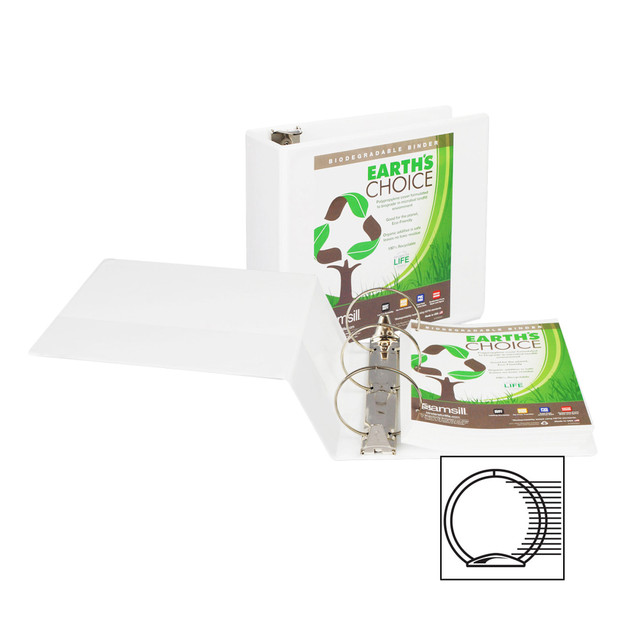SAMSILL CORP 18907 Samsill Earths Choice 189 Insertable View 3-Ring Binder, 5in Round Rings, White SAMSILL CORP 18907 Samsill Earths Choice 189 Insertable View 3-Ring Binder, 5in Round Rings, White