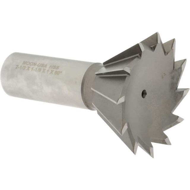 MSC DT250012-60 Dovetail Cutter: 60 °, 2-1/2" Cut Dia, 1-1/8" Cut Width, High Speed Steel