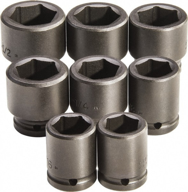 Proto J73103 Deep Impact Standard Socket Set: 8 Pc, 3/4" Drive, 1 to 1-1/2" Socket