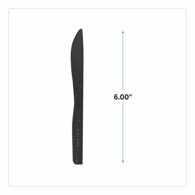 ECO-PRODUCTS,INC. EP-S111 100% Recycled Content Cutlery, Knife, Plastic, Black, 50/Pack, 20 Packs/Carton