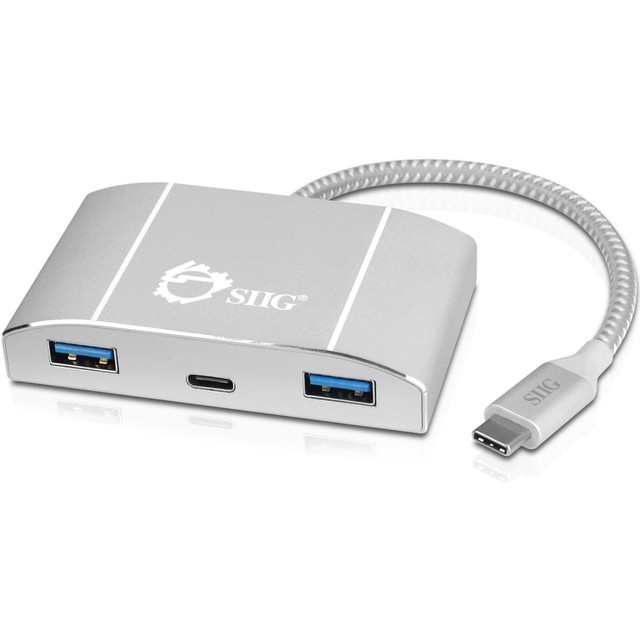 SIIG, INC. SIIG JU-H30C11-S1  USB-C to 4-Port USB 3.0 Hub with PD Charging - 3A/1C - USB Type C - External - 4 USB Port(s) - 3 USB 3.0 Port(s) - PC, Mac