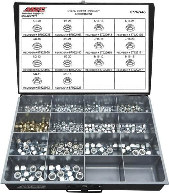 Value Collection 67757443 1/4-20 to 5/8-18 Thread, 435 Piece Steel Nut Assortment