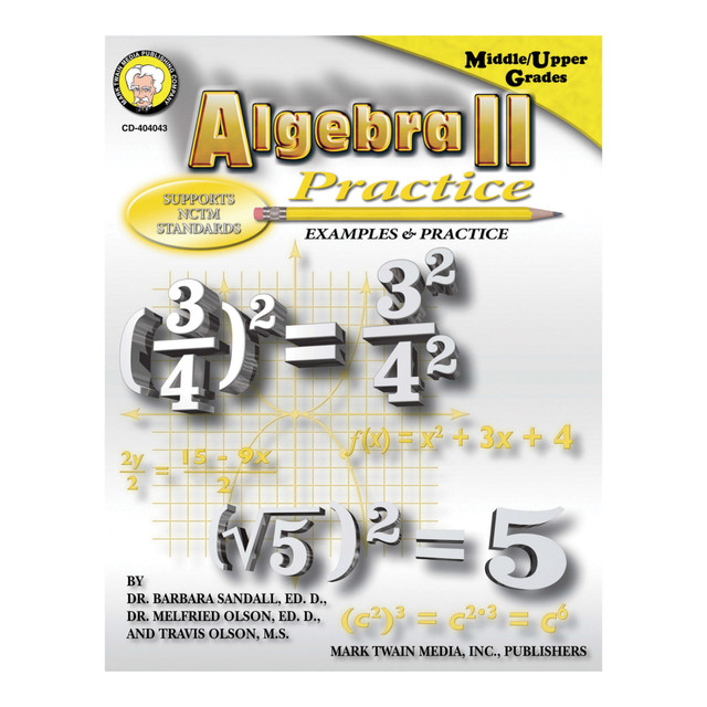 CARSON-DELLOSA PUBLISHING LLC Mark Twain Media 404043 Mark Twain Algebra II Practice Book, Grades 7+
