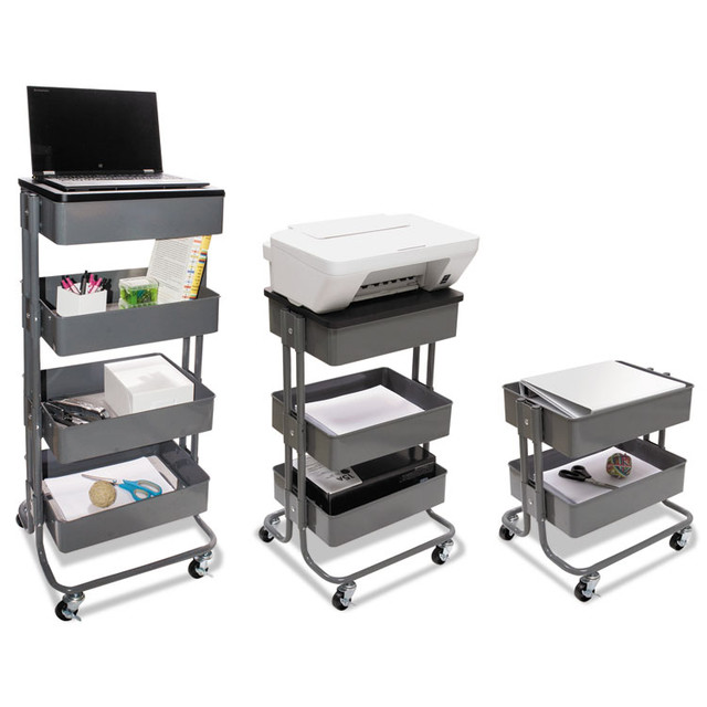 VERTIFLEX PRODUCTS VF51025 Adjustable Multi-Use Storage Cart and Stand-Up Workstation, 15.25" x 11" x 18.5" to 39", Gray