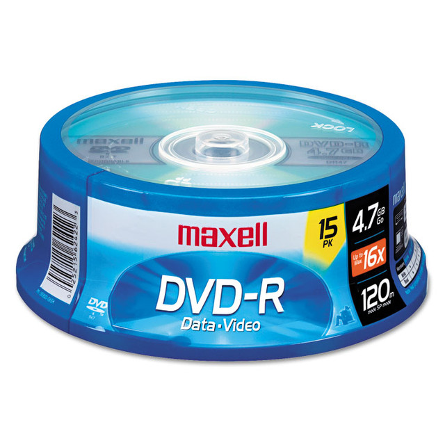 MAXELL CORP. OF AMERICA 638006 DVD-R Recordable Disc, 4.7 GB, 16x, Spindle, Gold, 15/Pack