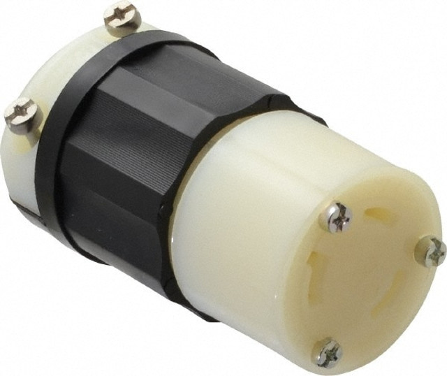 Leviton 2643 Locking Inlet: Connector, Industrial, L8-30R, 480V, Black & White