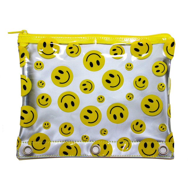 INKOLOGY INC 469-1 Inkology Smiley Face Pencil Pouches, 7-1/2in x 9-1/2in, Assorted Colors, Pack Of 12 Pouches INKOLOGY INC 469-1 Inkology Smiley Face Pencil Pouches, 7-1/2in x 9-1/2in, Assorted Colors, Pack Of 12 Pouches