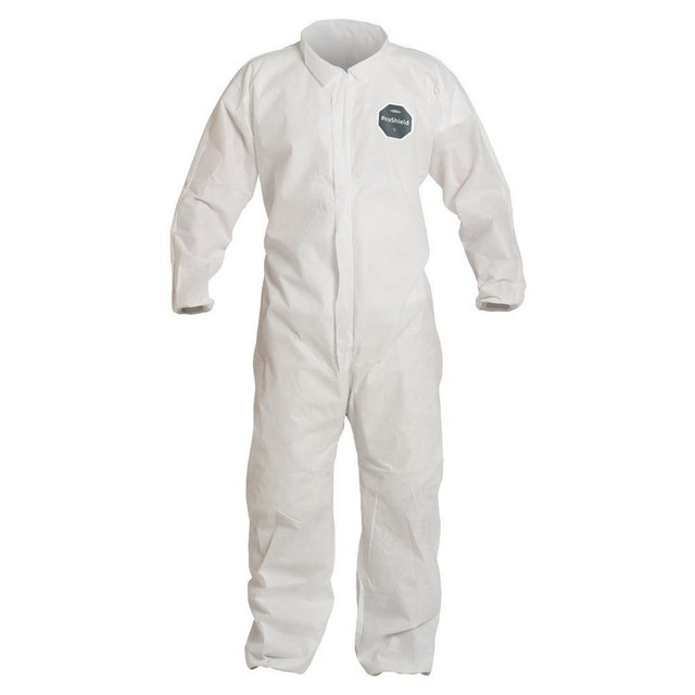 Dupont PB125SWH4X00250 Disposable Coveralls: Size 4X-Large, Film Laminate, Zipper Closure