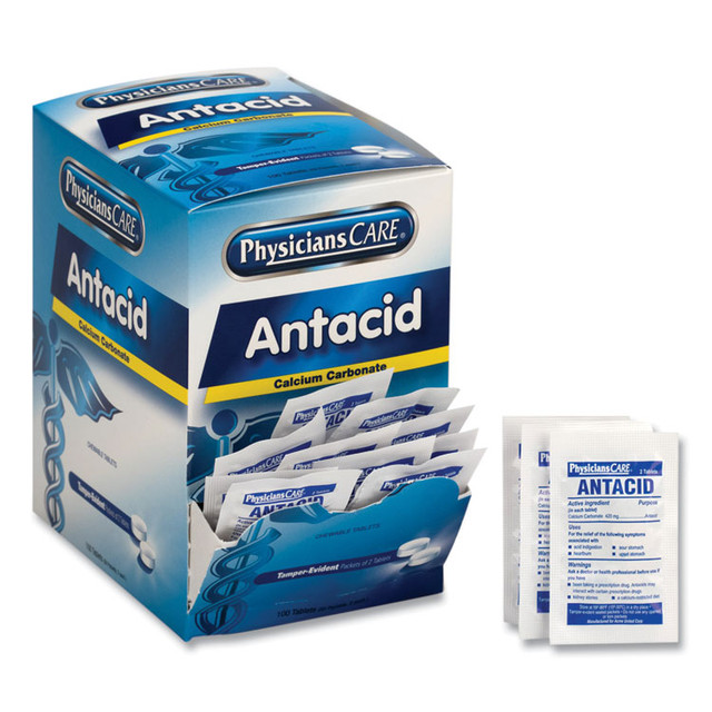 ACME UNITED CORPORATION PhysiciansCare® 90089 Antacid Calcium Carbonate Medication, Two-Pack, 50 Packs/Box